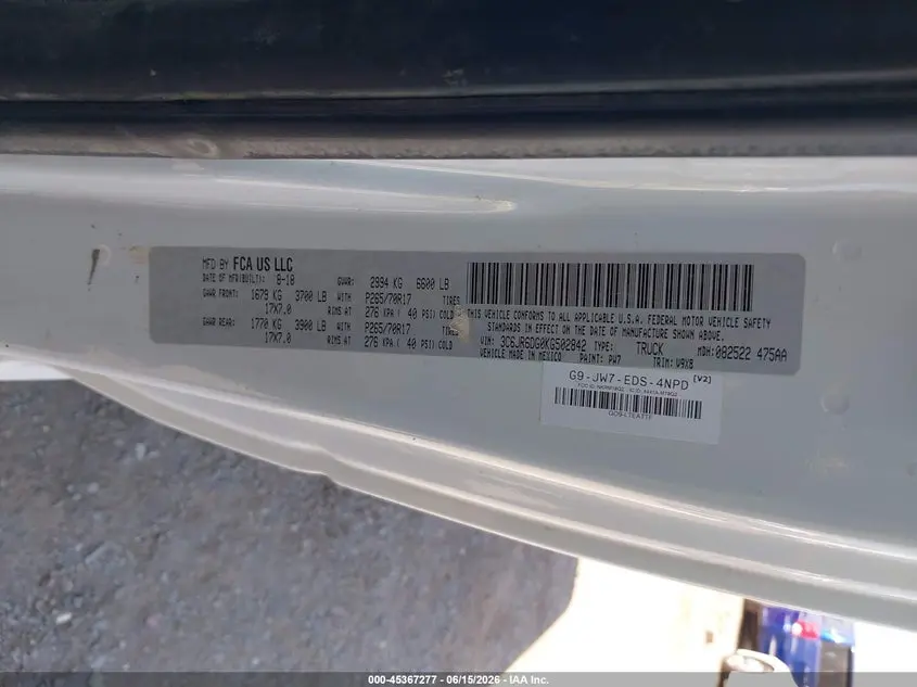 2019 RAM 1500 CLASSIC TRADESMAN  4X2 8' BOX