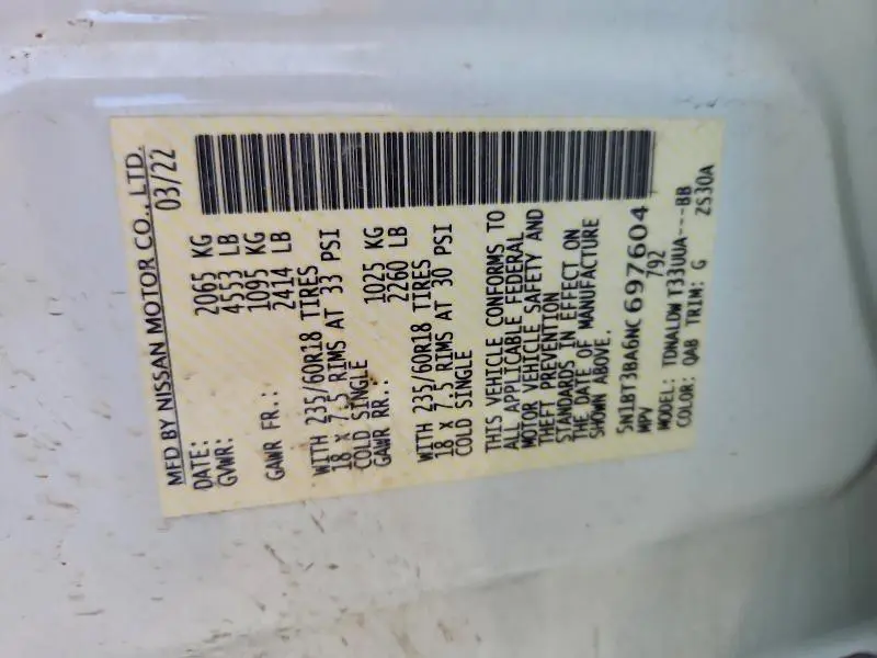 2022 NISSAN ROGUE SV  