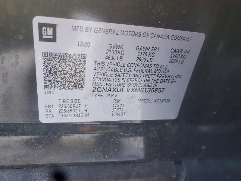 2021 CHEVROLET EQUINOX LT  