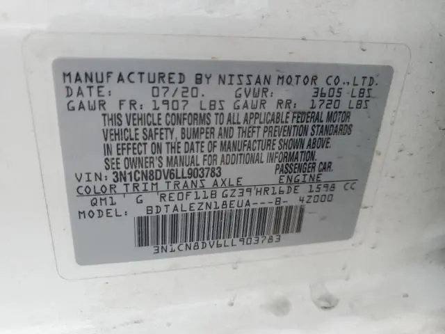 2020 NISSAN VERSA S
