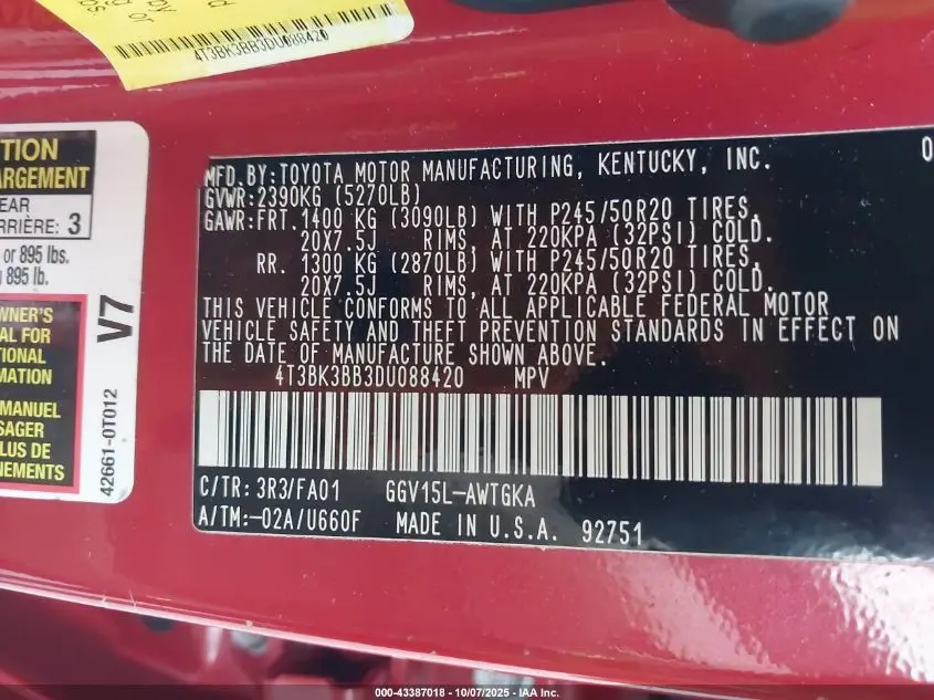 2013 TOYOTA VENZA LE V6