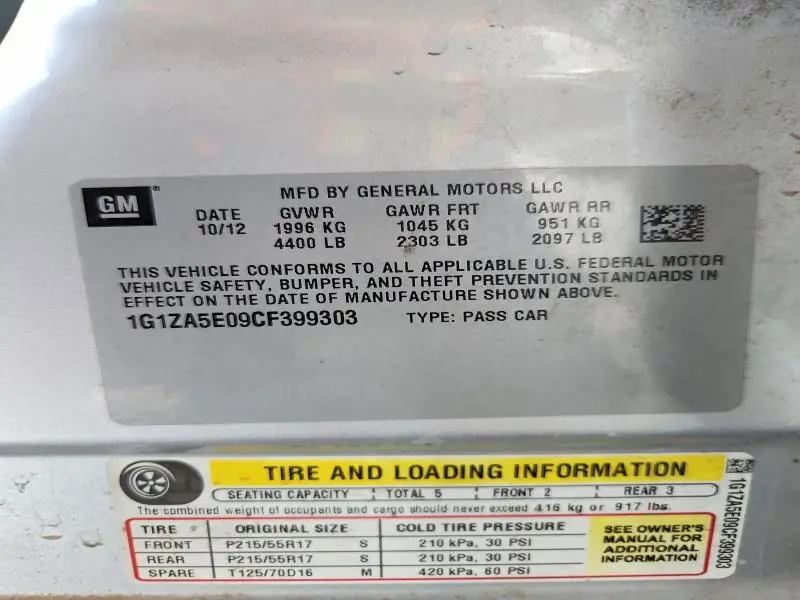 2012 CHEVROLET MALIBU LS  