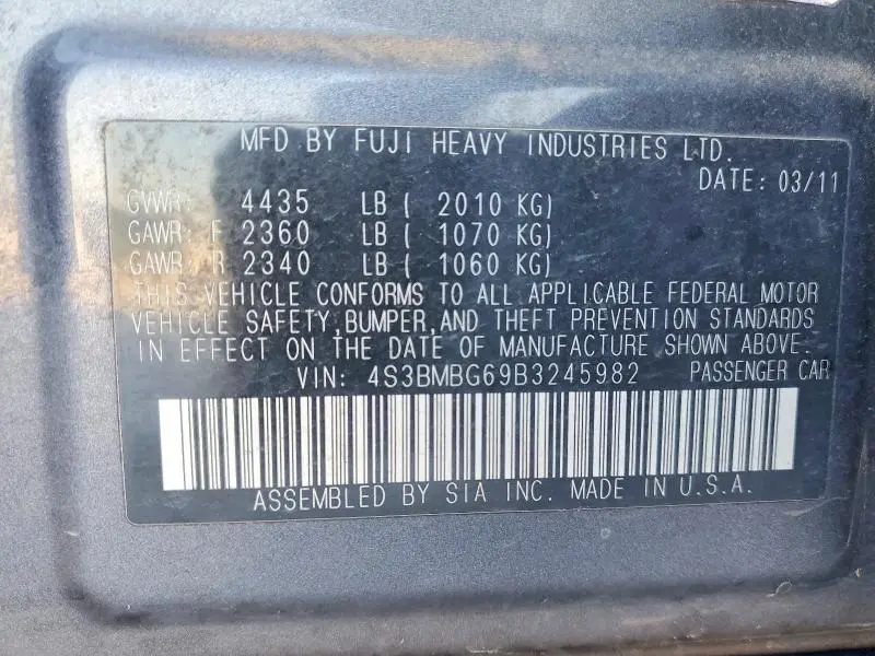 2011 SUBARU LEGACY 2.5I PREMIUM  