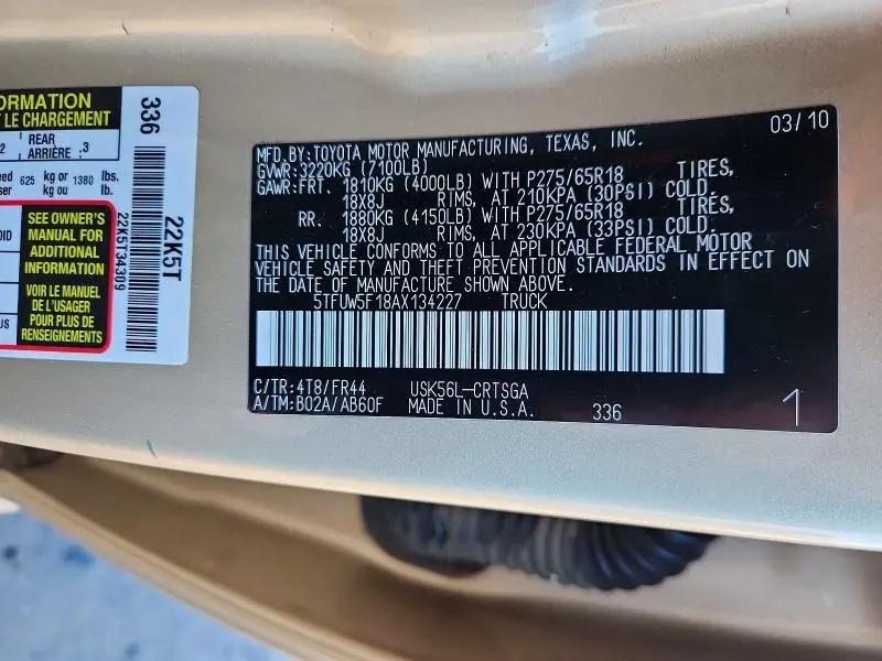 2010 TOYOTA TUNDRA DOUBLE CAB SR5  