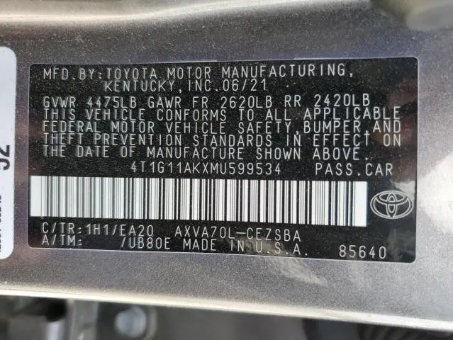 2021 TOYOTA CAMRY SE  