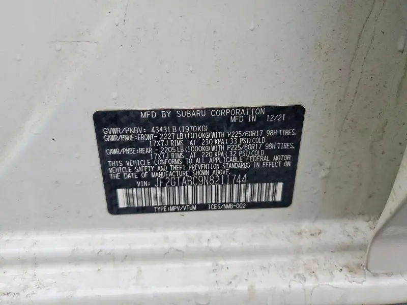 2022 SUBARU CROSSTREK   