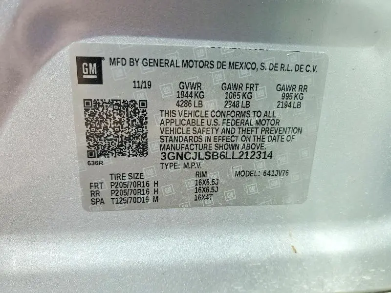 2020 CHEVROLET TRAX 1LT  