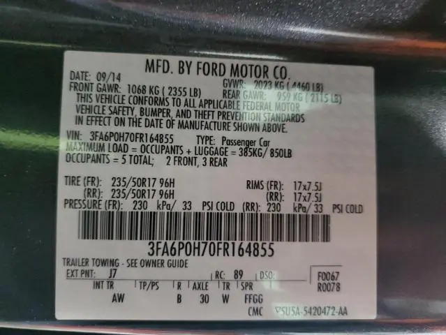 2015 FORD FUSION SE  