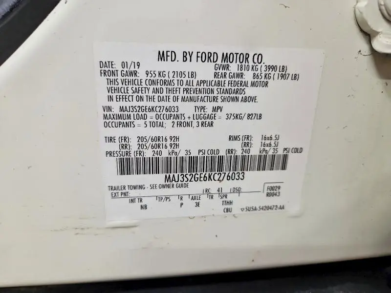 2019 FORD ECOSPORT SE  