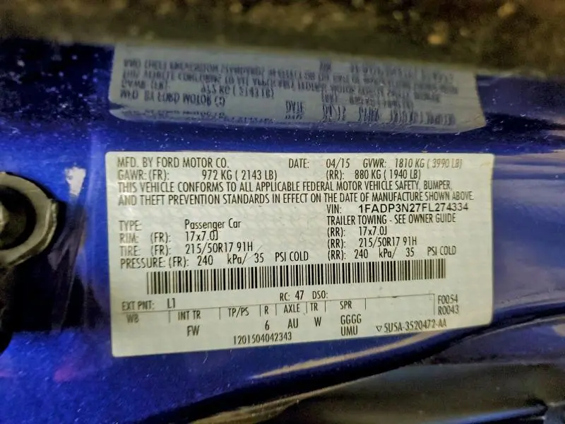 2015 FORD FOCUS TITANIUM  