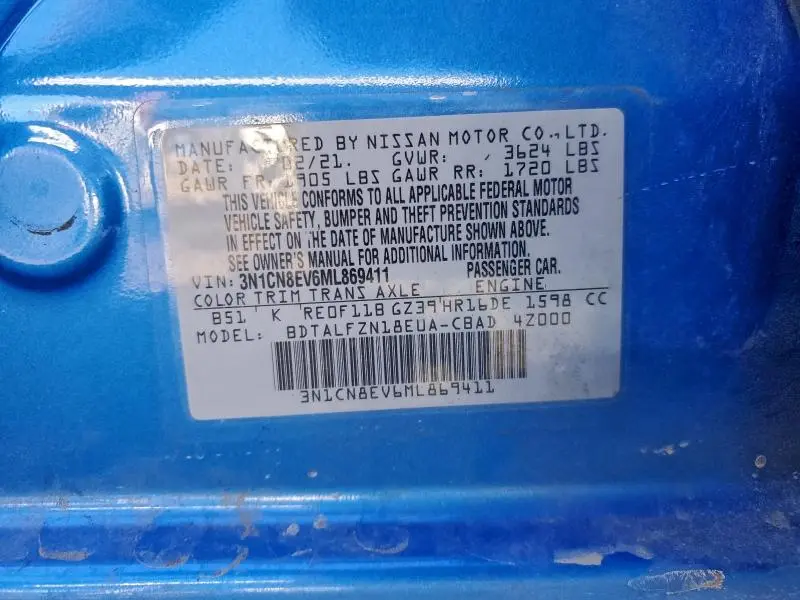 2021 NISSAN VERSA SV  