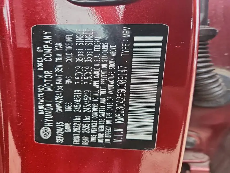 2016 HYUNDAI TUCSON LIMITED  