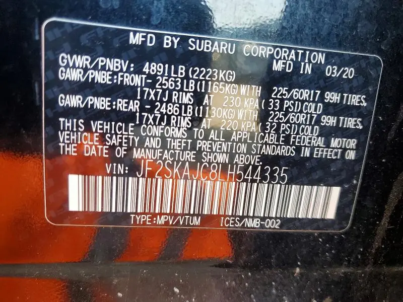 2020 SUBARU FORESTER PREMIUM  