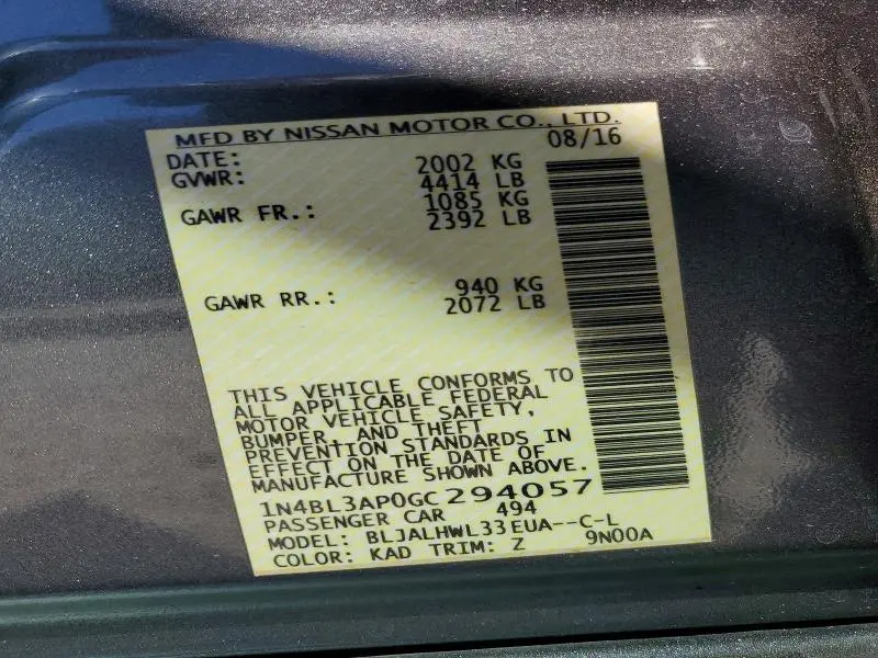 2016 NISSAN ALTIMA 3.5 SR  