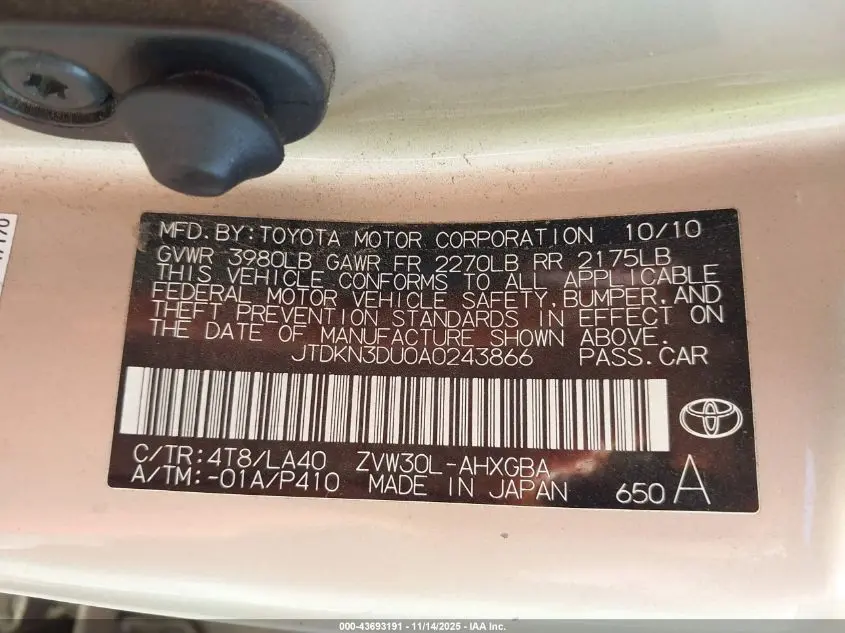 2010 TOYOTA PRIUS IV