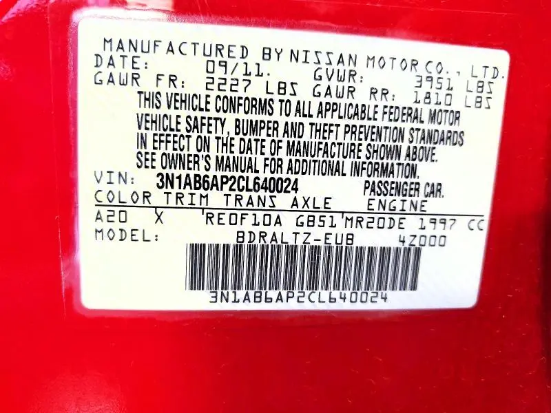 2012 NISSAN SENTRA 2.0  