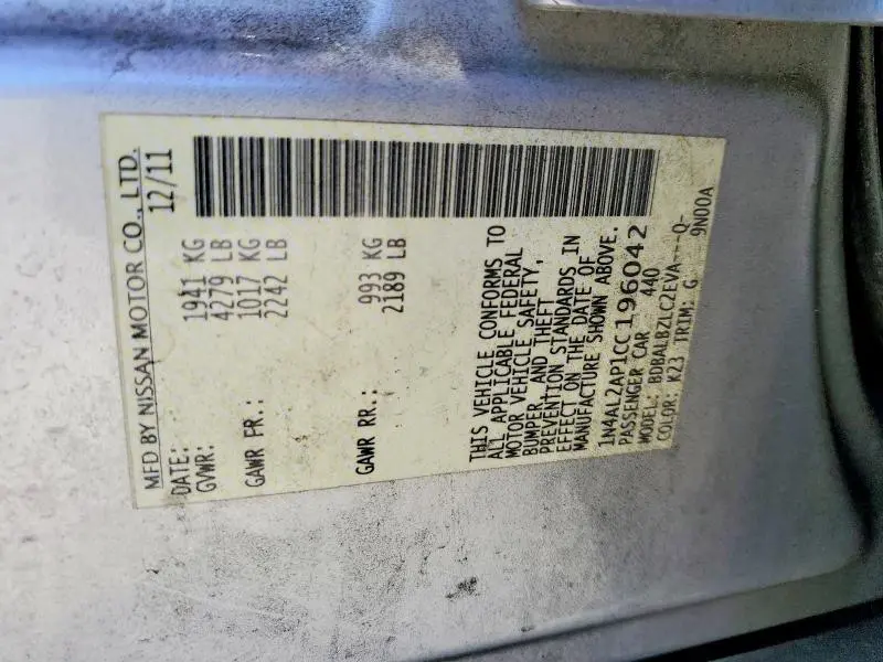 2012 NISSAN ALTIMA 2.5  