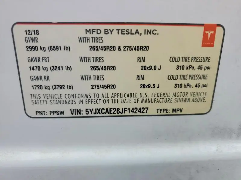 2018 TESLA MODEL X   