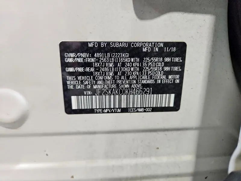 2019 SUBARU FORESTER SPORT  