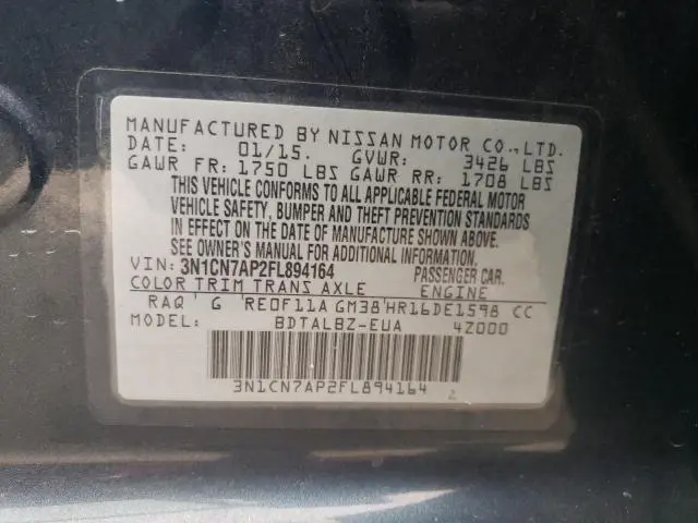 2015 NISSAN VERSA S  