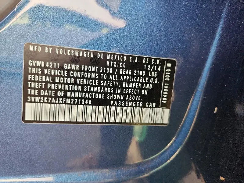 2015 VOLKSWAGEN JETTA BASE  