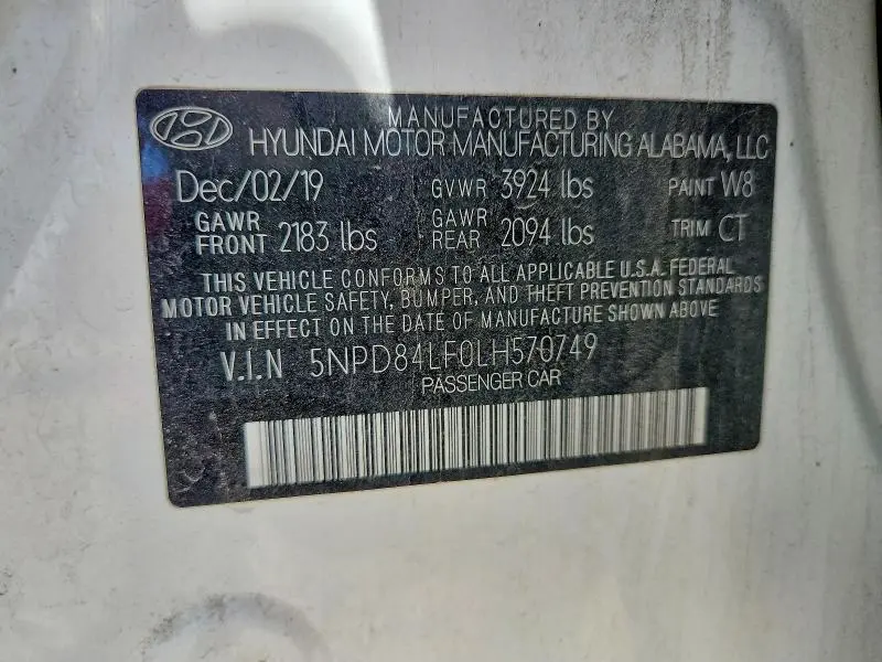 2020 HYUNDAI ELANTRA SEL  