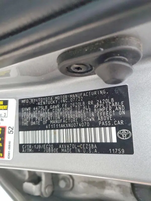 2022 TOYOTA CAMRY SE  