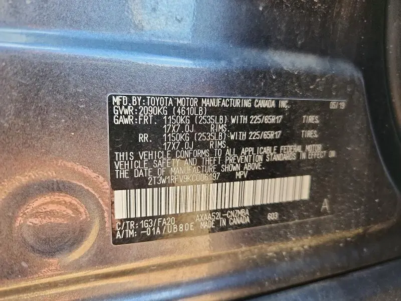 2019 TOYOTA RAV4 XLE  