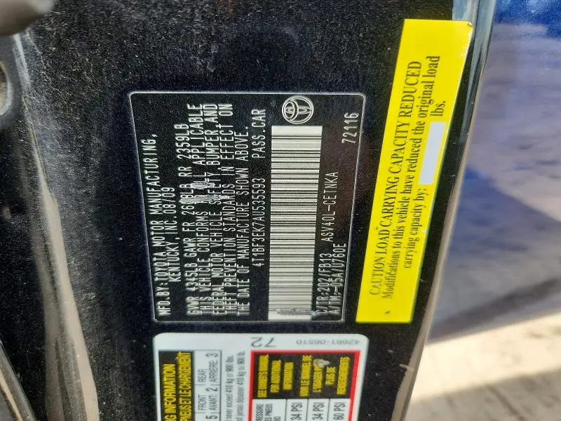 2010 TOYOTA CAMRY LE  
