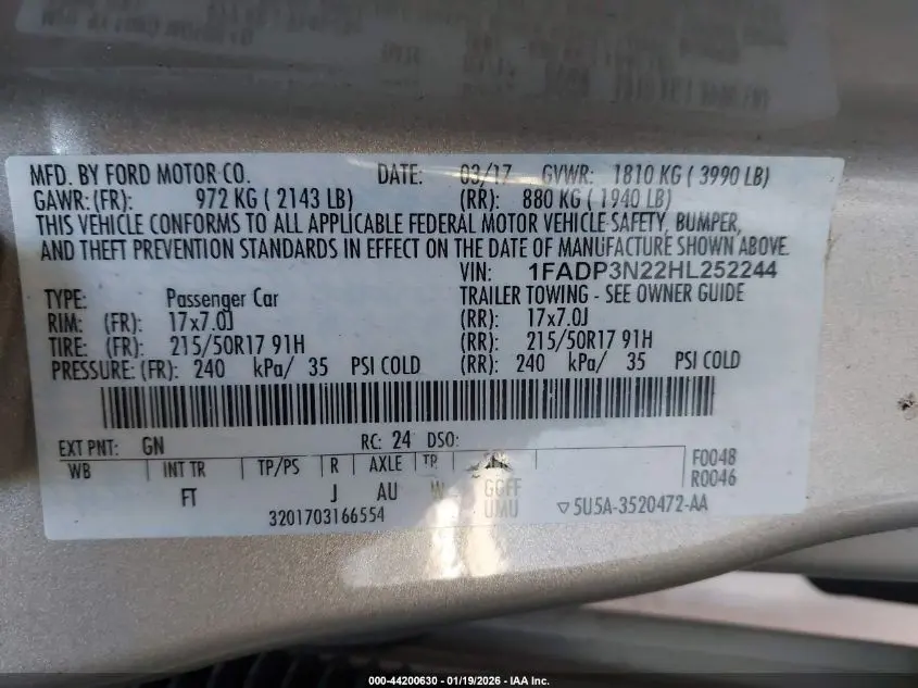 2017 FORD FOCUS TITANIUM