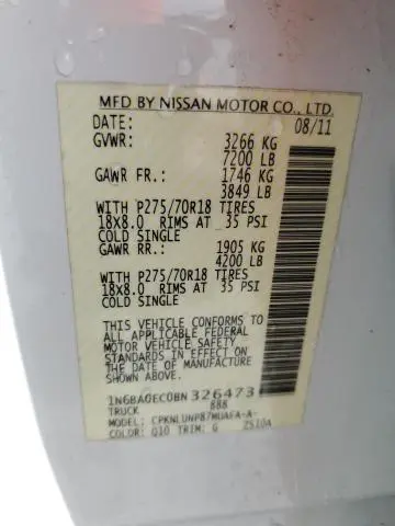 2011 NISSAN TITAN S  
