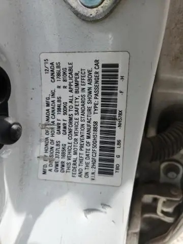 2016 HONDA CIVIC LX  