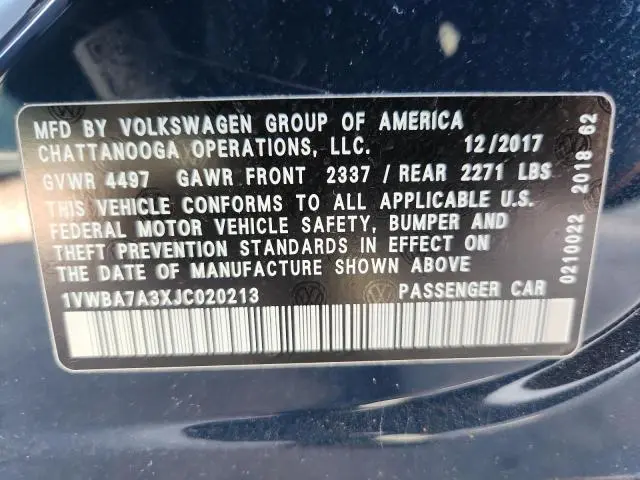 2018 VOLKSWAGEN PASSAT SE  