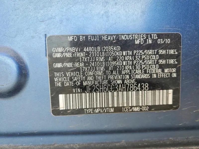 2010 SUBARU FORESTER 2.5X PREMIUM  