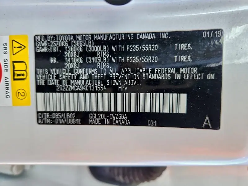 2019 LEXUS RX 350 BASE  