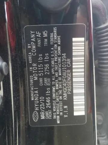 2010 HYUNDAI GENESIS 4.6L  
