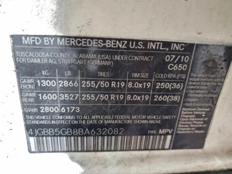 2011 MERCEDES-BENZ ML 350  