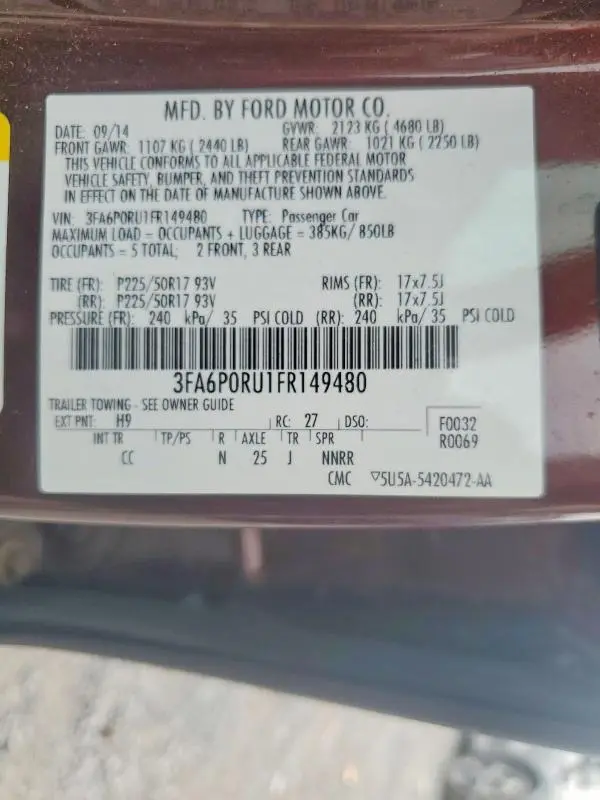 2015 FORD FUSION TITANIUM HEV  