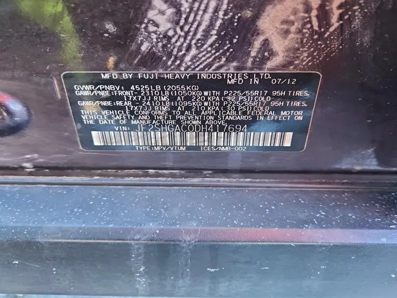 2013 SUBARU FORESTER 2.5X  