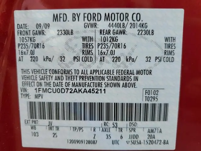 2010 FORD ESCAPE XLT  