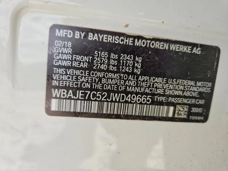 2018 BMW 540 XI  