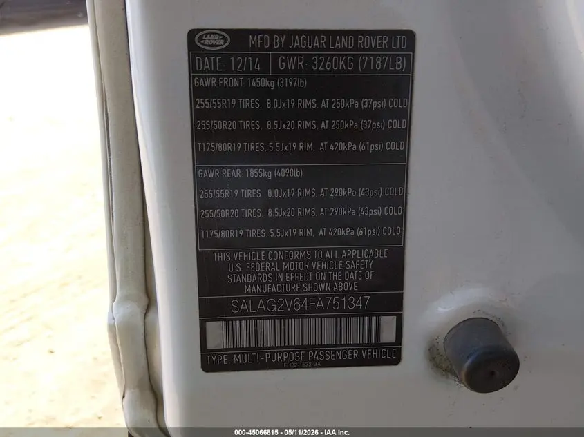 2015 LAND ROVER LR4  
