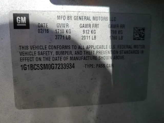 2016 CHEVROLET CRUZE LS  