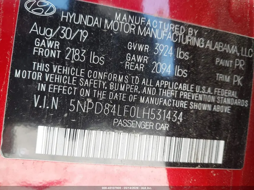 2020 HYUNDAI ELANTRA SEL