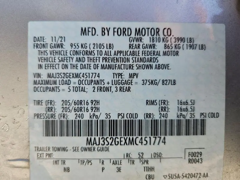 2021 FORD ECOSPORT SE  