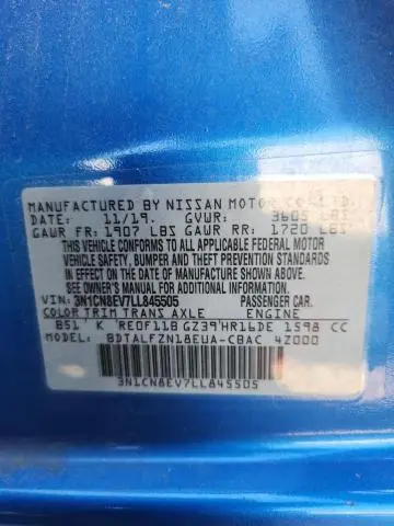 2020 NISSAN VERSA SV