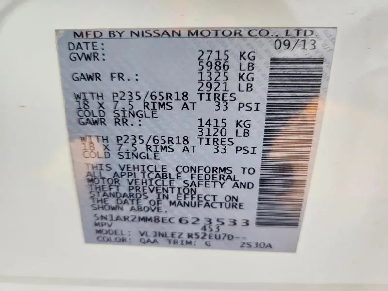 2014 NISSAN PATHFINDER SV  