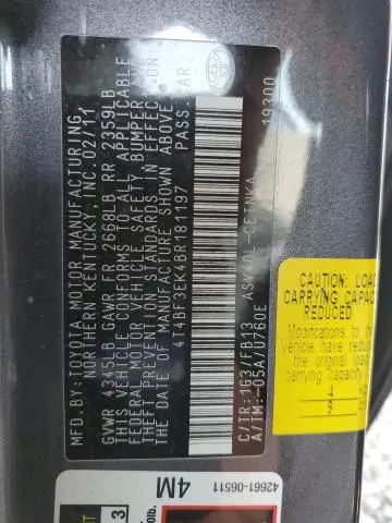 2011 TOYOTA CAMRY BASE