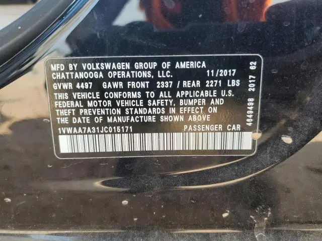 2018 VOLKSWAGEN PASSAT S