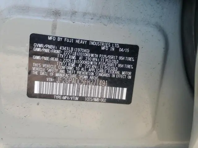 2015 SUBARU XV CROSSTREK 2.0 PREMIUM  